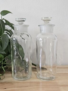 Pair of Vintage Glass German Apothecary Bottles